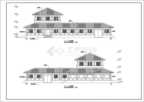  Architectural design drawing of an economical park management room (complete set) - Figure 2