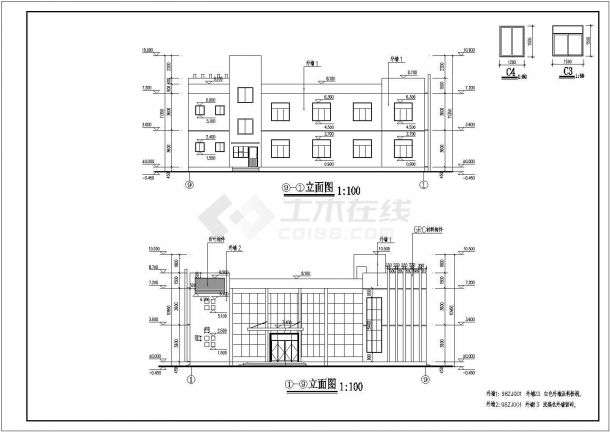 某地区小区会所售楼中心建筑施工图-图一