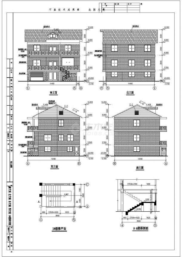 江苏某地三层框架结构别墅建筑结构设计施工图纸-图一