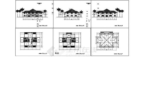 夏威夷二层别墅方案设计cad图纸，共6张-图一