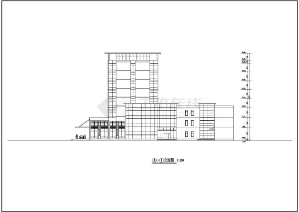 某八层酒店建筑立面方案设计（标注详实）-图一