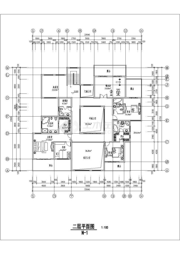 某地区独栋别墅建筑施工图（共2张）-图二