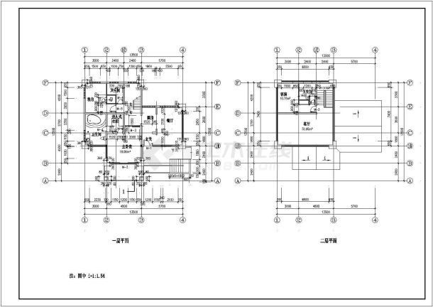 某地多层别墅建筑设计施工图纸（共3张）-图二