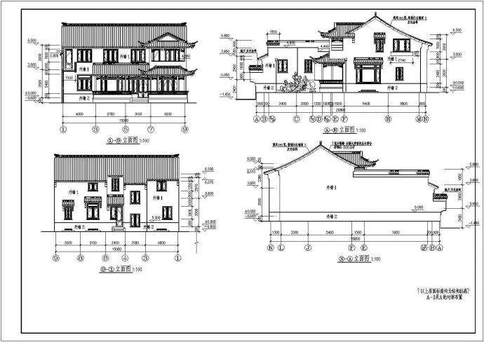 某两层框架结构别墅楼建筑设计方案图_图1