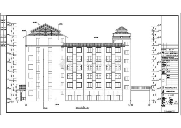 某六层框架结构酒店建筑设计方案图-图二