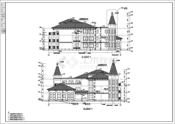 江苏某市三层幼儿园建筑设计方案图-图二