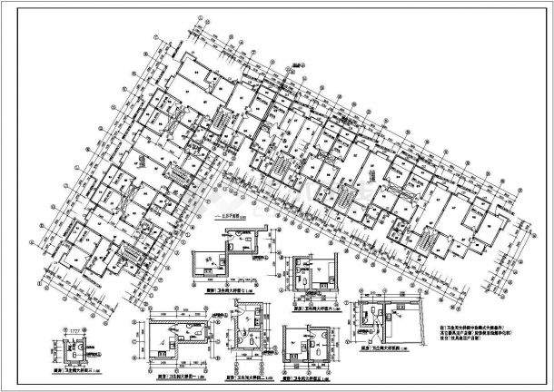 某地长54.9米+宽43.9米+8层L型6单元每单元2户住宅楼设计图.-图一