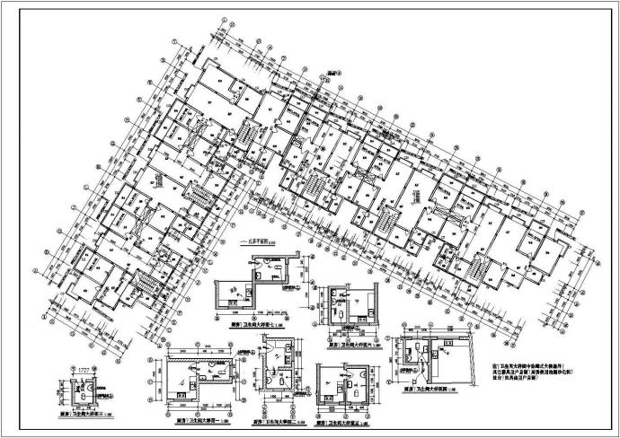 某地长54.9米+宽43.9米+8层L型6单元每单元2户住宅楼设计图._图1