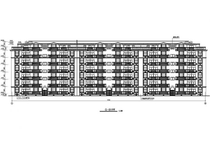 某地长74.02米+宽10.44米+六层跃七层三单元对称户型建筑图_图1