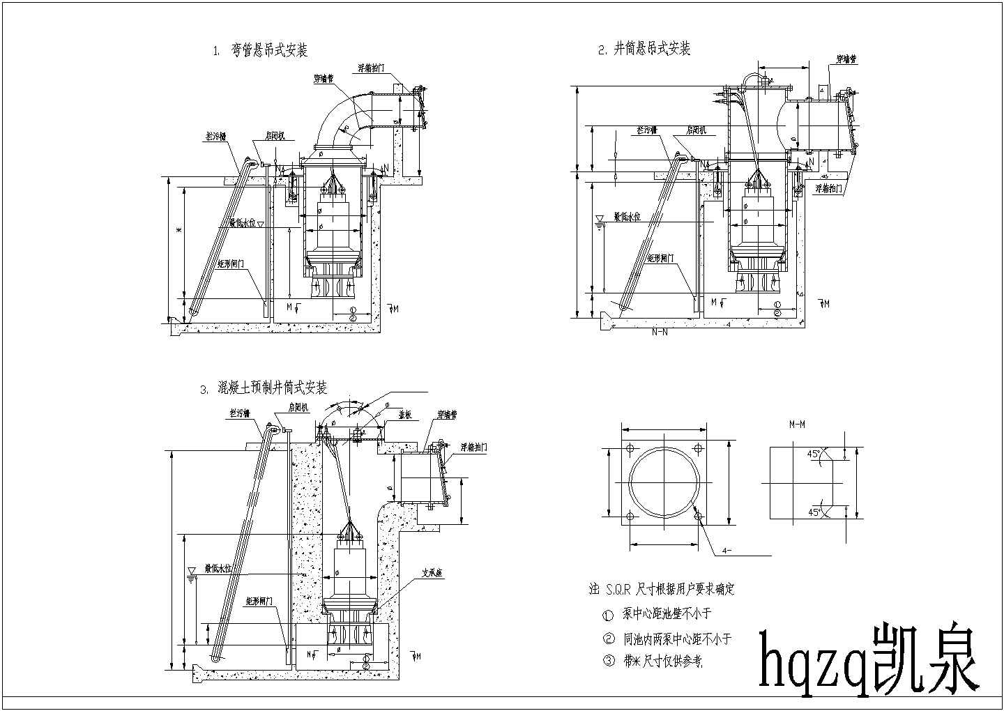 各种型号规格水泵的三视图简图详图