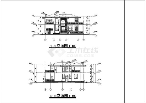 某小区两层坡屋顶别墅建筑设计方案图-图一