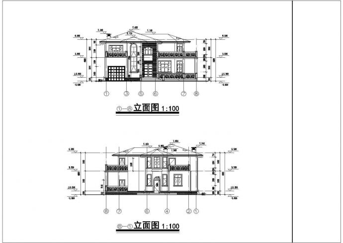 某小区两层坡屋顶别墅建筑设计方案图_图1