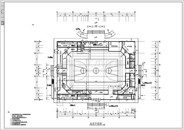 某省级体育馆建筑CAD施工图纸（全套）-图一