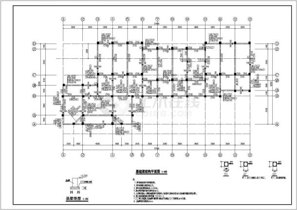 某中学三层框架结构教学楼扩建工程结构施工图-图一