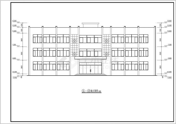 某地三层平屋顶办公楼建筑设计方案图-图一