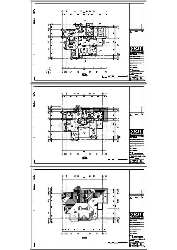 屋顶底层平面施工设计cad图纸，共三张-图一