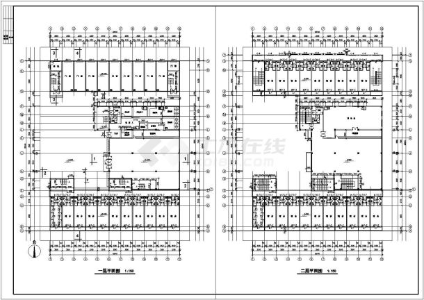 某地中学食堂建筑CAD施工图（共7张）-图一