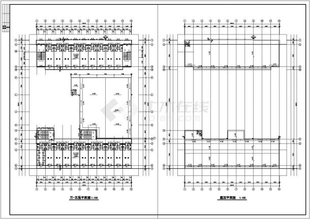 某地中学食堂建筑CAD施工图（共7张）-图二