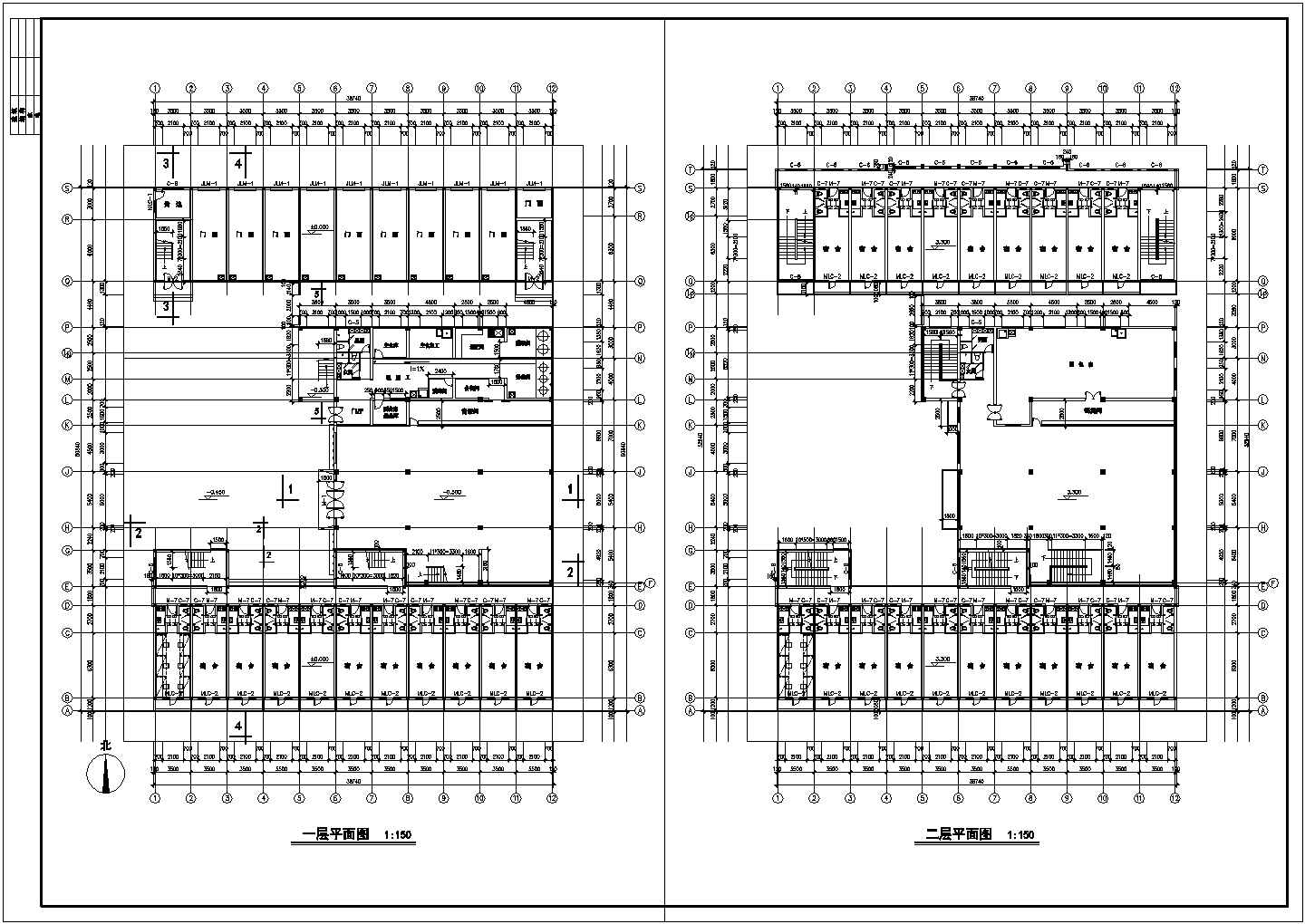 某地中学食堂建筑CAD施工图（共7张）