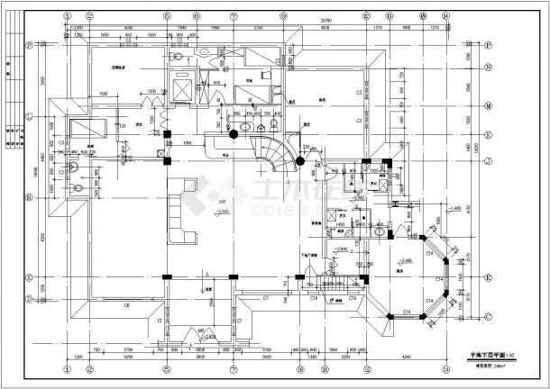 比较详细的一套豪华别墅建筑施工图-图一