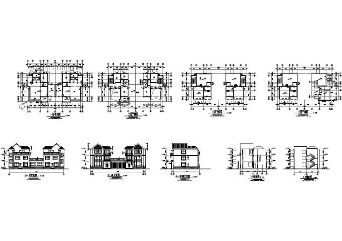 183平方米三层别墅施工设计cad图，含设计说明_图1