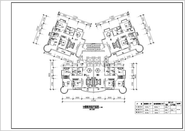 某地小区高层户型建筑图（共9张）-图一