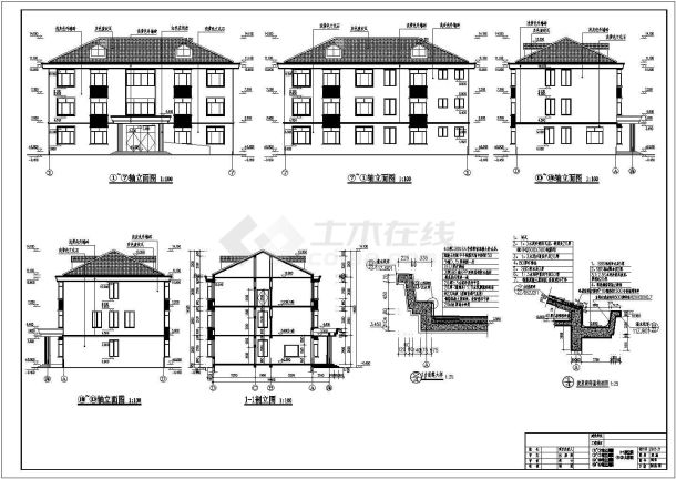 湖南某地三层办公楼建筑设计施工图-图一