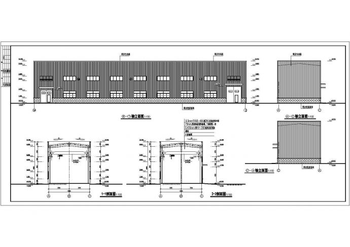 某地区单层轻钢结构车间建筑设计方案图_图1