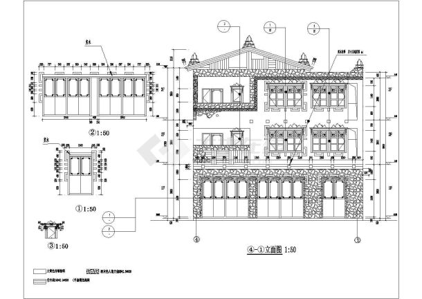 某地小型多层办公楼建筑外装修设计图（共5张）-图二