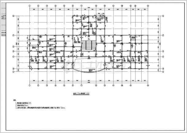 某地区3层纯框架结构居住楼建筑结构施工图-图二