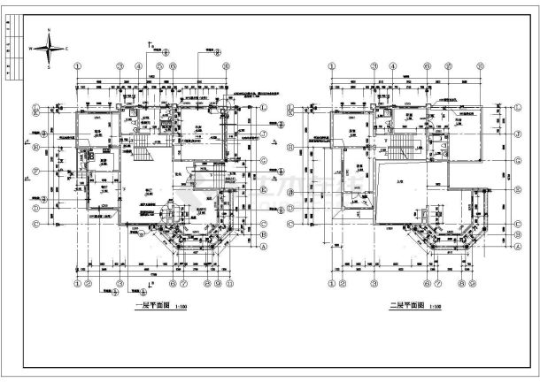 某地别墅建筑设计施工图（共5张）-图一