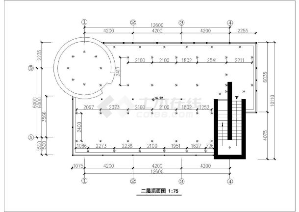 某地大型办公室CAD平面设计图（共8张）-图一