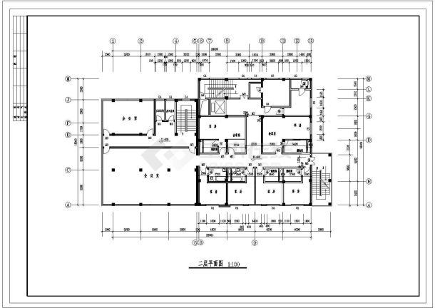 某十二层酒店施工设计CAD-无大样-图二