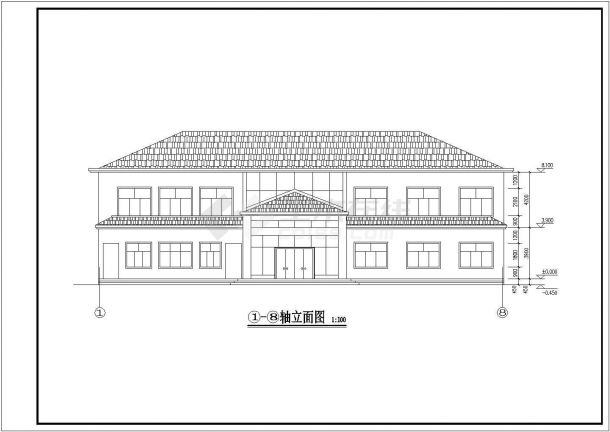 某地上二层砖混结构办公楼建筑设计方案图-图一