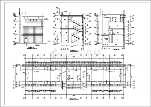江苏省某地三层框架结构办公楼建筑设计方案图纸-图二