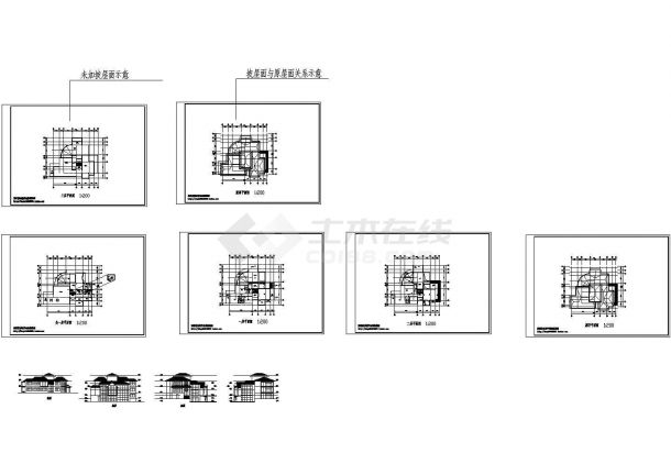 560平方米三层别墅建筑设计cad图，共6张-图一