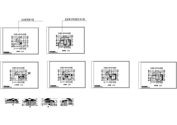 560平方米三层别墅建筑设计cad图，共6张_图1