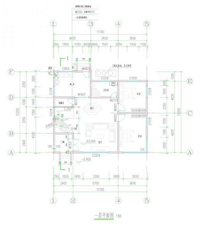 119.34平方米单家独院式别墅设计cad图，共9张_图1