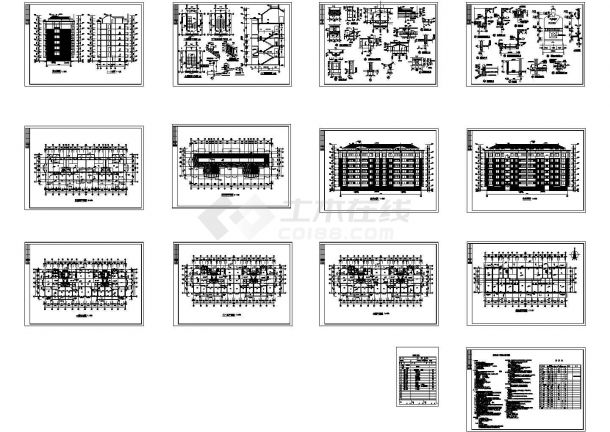 某3200㎡六层公寓建筑施工CAD图纸（底层为架空层）-图一
