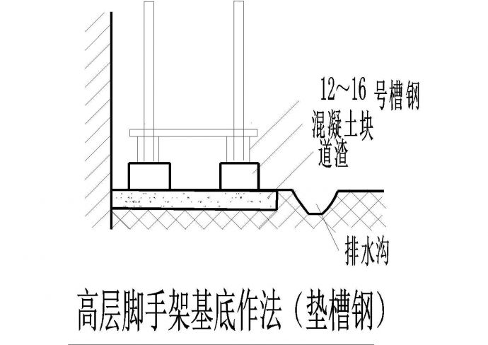 高层脚手架基底作法（垫槽钢）CAD详图_图1