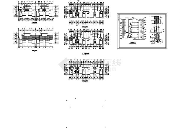 碧海花园地上七层住宅楼建筑施工CAD图纸-图一