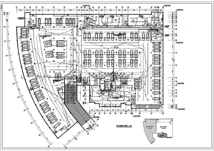 某小区中型地下车库电气设计平面图纸_图1