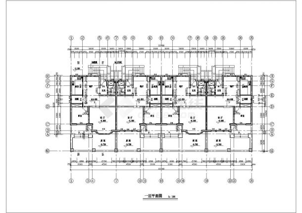 某地三层砖混结构连拼别墅建筑设计方案图-图二