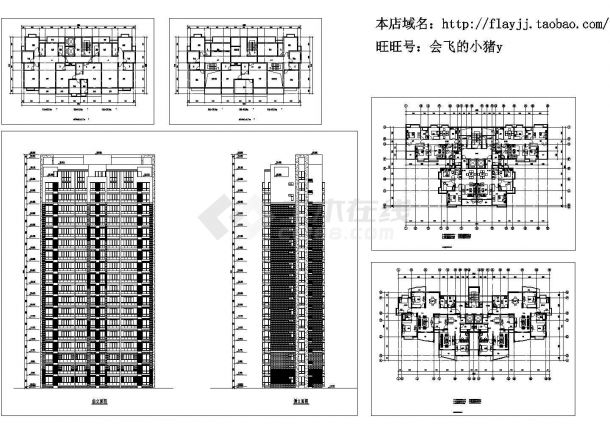 长38.4米 宽17.3米 18层1楼梯2电梯4户点式住宅楼设计图-图一