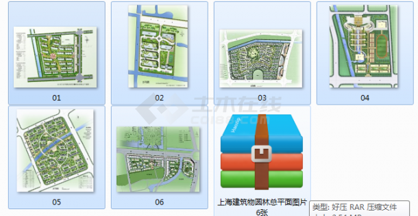 上海建筑物圆林总平面效果图（含压缩包）-图一