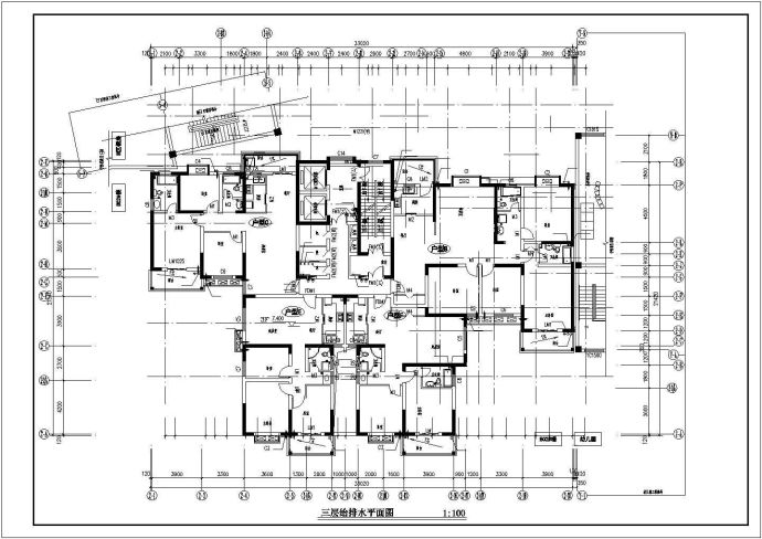 某地大型高层办公楼给排水建筑设计图（标注详细）_图1