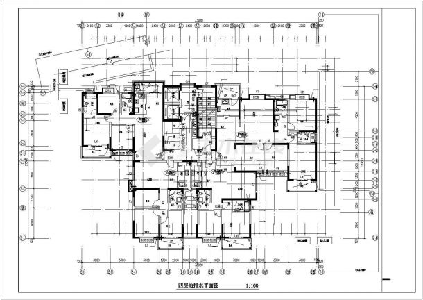 某地大型高层办公楼给排水建筑设计图（标注详细）-图二