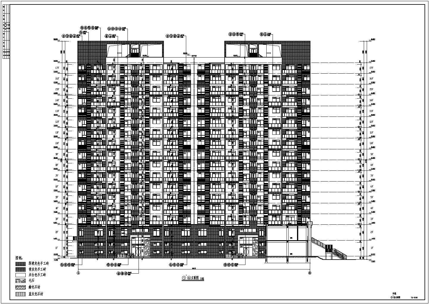 湖北省某17层框剪结构商住楼建筑施工图