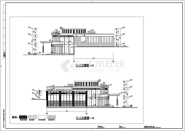 某小区两层框架结构游泳馆建筑设计施工图纸-图二