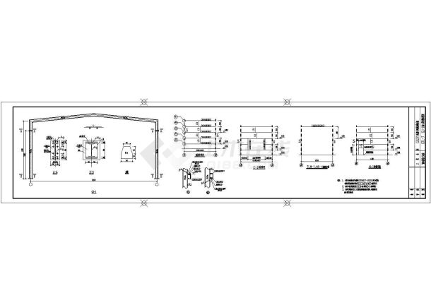 某地轻钢结构通廊部分建筑结构施工图-图一